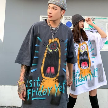 

High Street 2020 New Design Graffiti Funny Print Short Sleeve Tshirts Streetwear Loose Hip Hop Harajuku Casual Oversized Tees