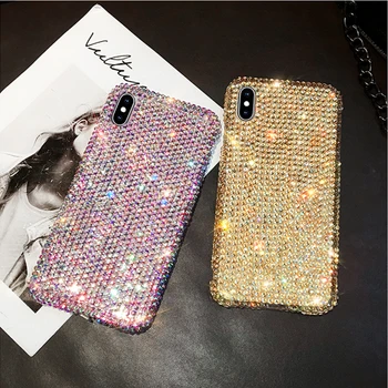 

Women Handmade Bling Full Rhinestone Diamond Case For iPhone 11 Pro Max Case For iPhone XS XR X 6 6S 7 8 Plus Case Glitter Coque