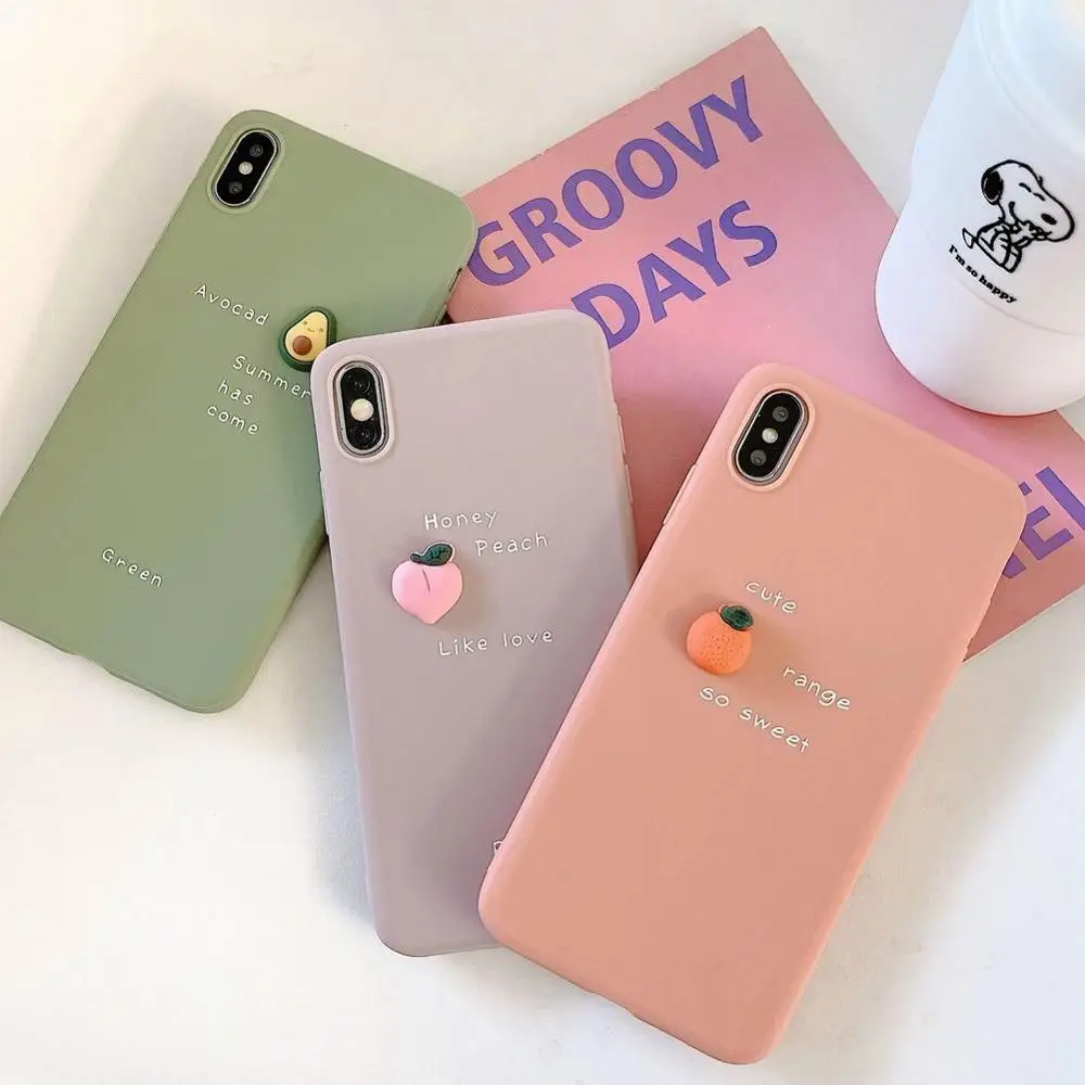 3D Fruit Avocado Pattern Phone Case For iPhone XR XS Max X 11 8 7 Lovely Soft Silicone Protection Cute Back Cover | Мобильные