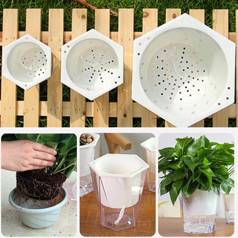 Flower Plant Pot Self Watering Planter Transparent Planting Flower Pot Water Storage Basin Stock Garden Supplies Home Decor