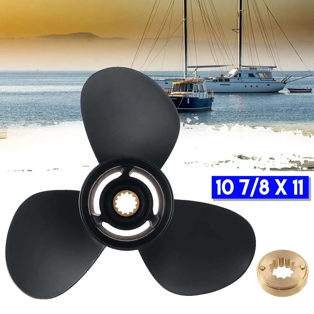 

Audew 10 7/8 x 11 Boat Outboard Propeller For Mercury 25-70HP 48-85623A40 / 48-85623A45 Aluminum Alloy 13 Spline Tooth 3 Blades