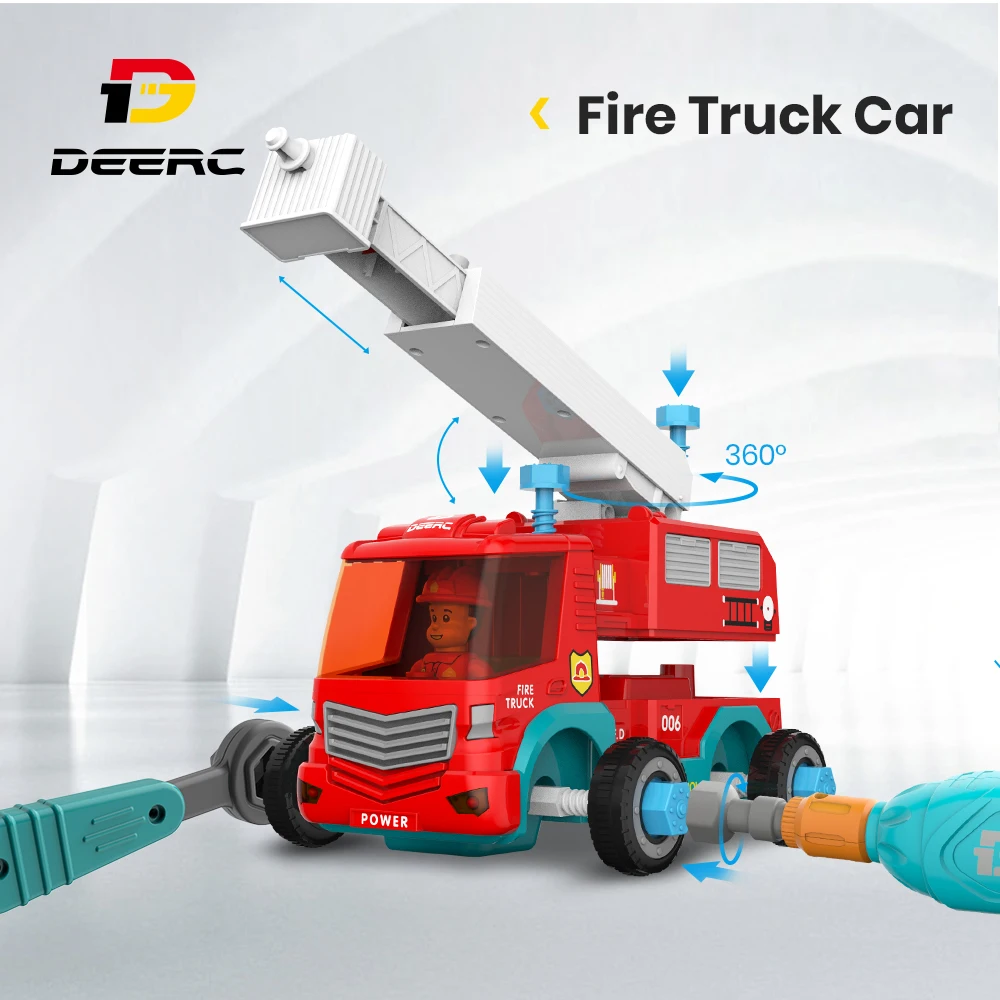 DEERC RC Cars Fire Truck Music DIY Disassembly Toys Tool Cars Remote Control Trucks Set for Children Boys Kids Assemble DEERC RC Cars Fire Truck Music DIY Disassembly Toys Tool Cars Remote Control Trucks Set for Children Boys Kids Assemble