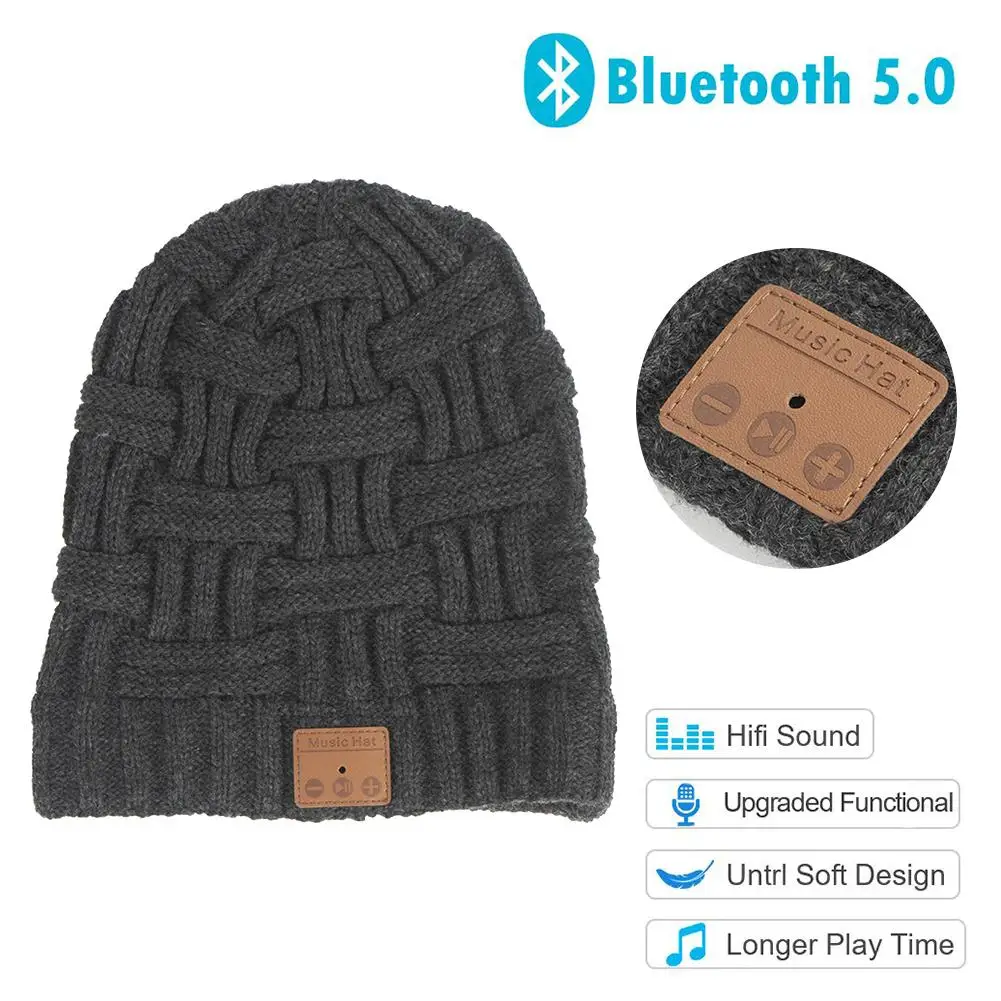 Обновленная Bluetooth 5,0 Beanie Беспроводная бини с наушниками музыкальная шапка встроенный HD стерео динамик для зимних занятий фитнесом