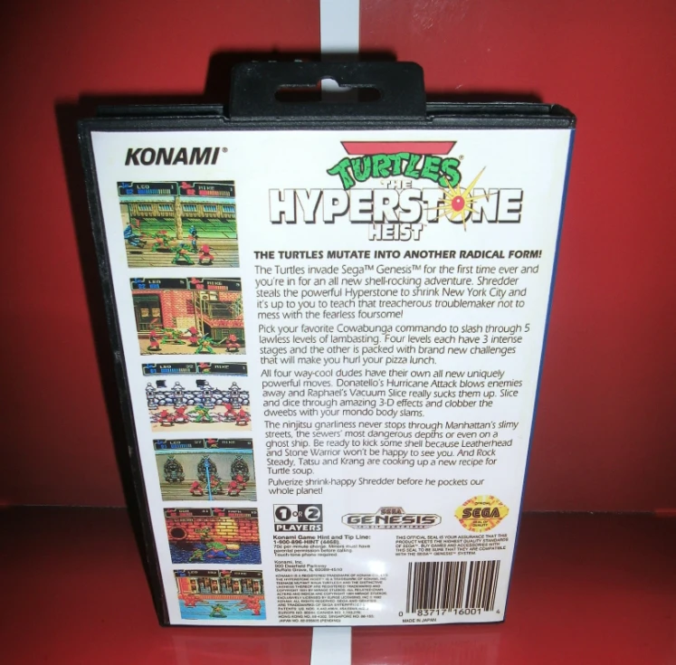 Черепахи Hyper Stone Heist США Крышка с коробкой и руководство для MegaDrive Видео игровой консоли 16 бит MD карты