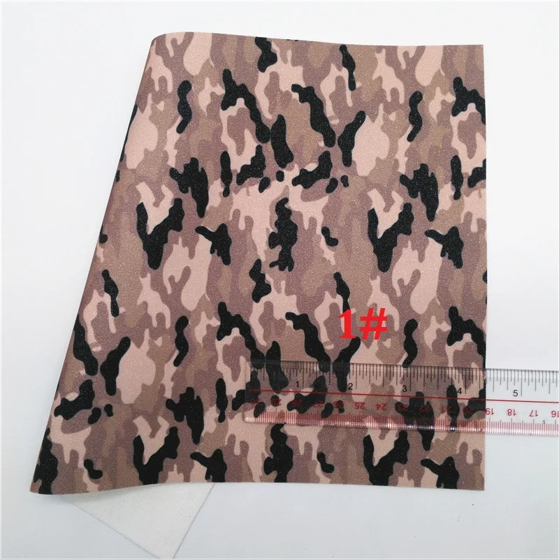 1 Glitterwishcome 21X29 см A4 размер Камуфляж блеск с принтом ткань, тонкий блеск кожа ткань винил для луков, GM576A - Цвет: 1