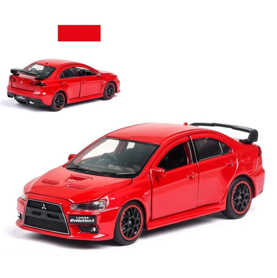 Горячая масштаб 1:32 колеса литья под давлением Mitsubishi спортивный автомобиль металлическая модель с светильник и звук Lancer Evolution X вытяните назад игрушки коллекция - Цвет: Красный