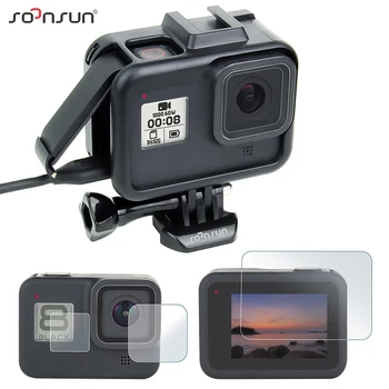 

SOONSUN Standard Protective Border Frame Housing Case Mount with Screen Film Protector for GoPro Hero 8 Black Go Pro Accessories