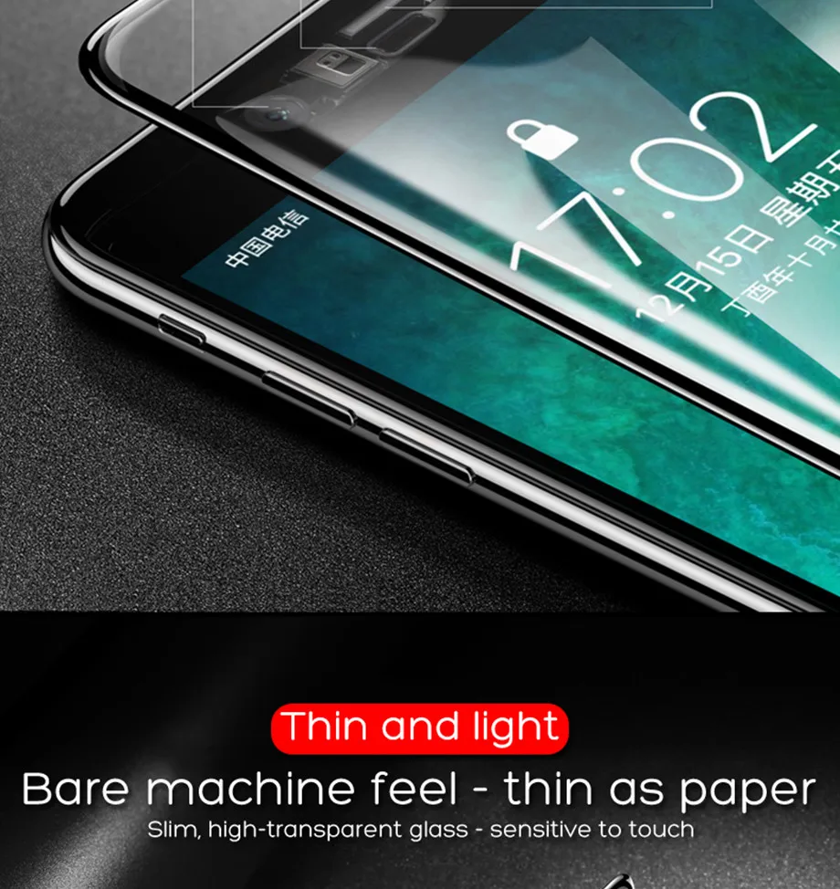 5-PC-For iPhone 6 6s Tempered Glass 9D For iPhone 7 8 Plus X Screen Protector Film