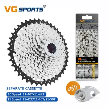 

VG Sports 10 11 Speed Velocidade Mountain Bike MTB Cassette Chain Set Bicycle Parts Freewheel Sprocket 40T 11-42T 11-46T 11-50T