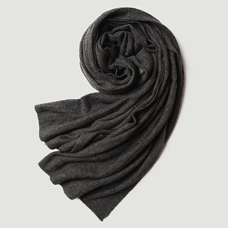 Кашемировый шарф для женщин и мужчин зимний теплый шарф однотонный натуральный кашемировый вязаный шарф шаль унисекс кашемировый шарф для женщин