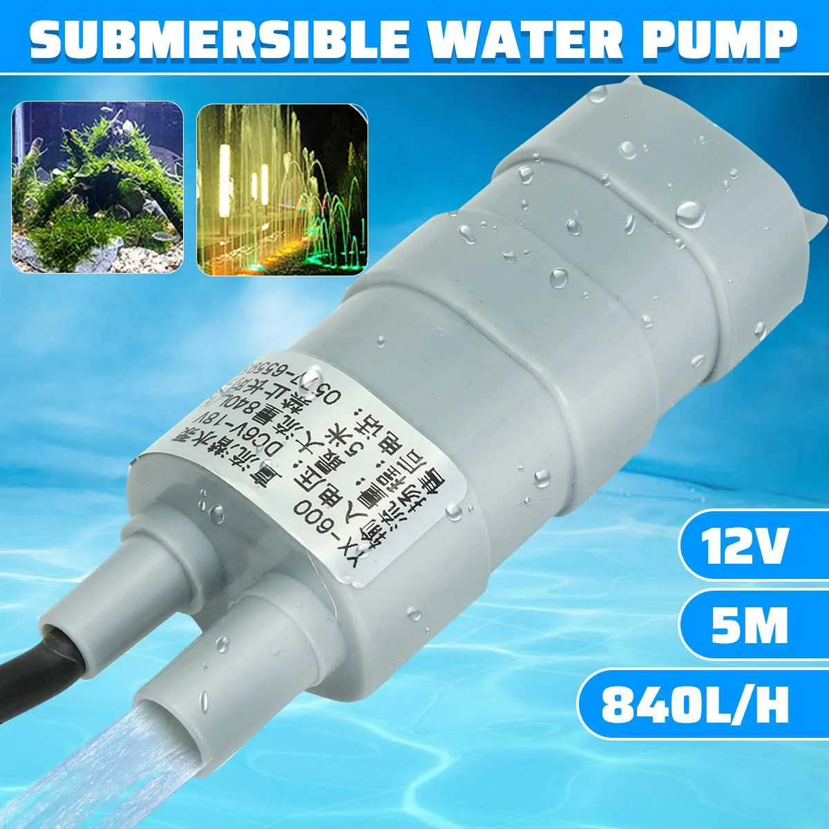 Herramienta de Bombeo de Agua TOPINCN ultrasilenciosa para Fuentes de Acuario Mini Bomba de Agua sin escobillas Bomba de Agua de Engranaje DC24 V 800 l//h