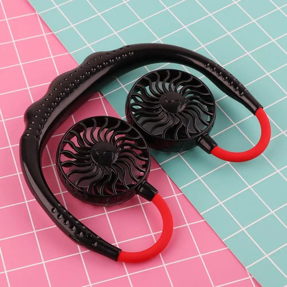 Летние Hands-free ленивый шейный ремешок подвесной светильник USB Перезаряжаемые спортивные двойной вентилятор мини-охладитель воздуха Портативный 3 скорости аккумулятор большой емкости