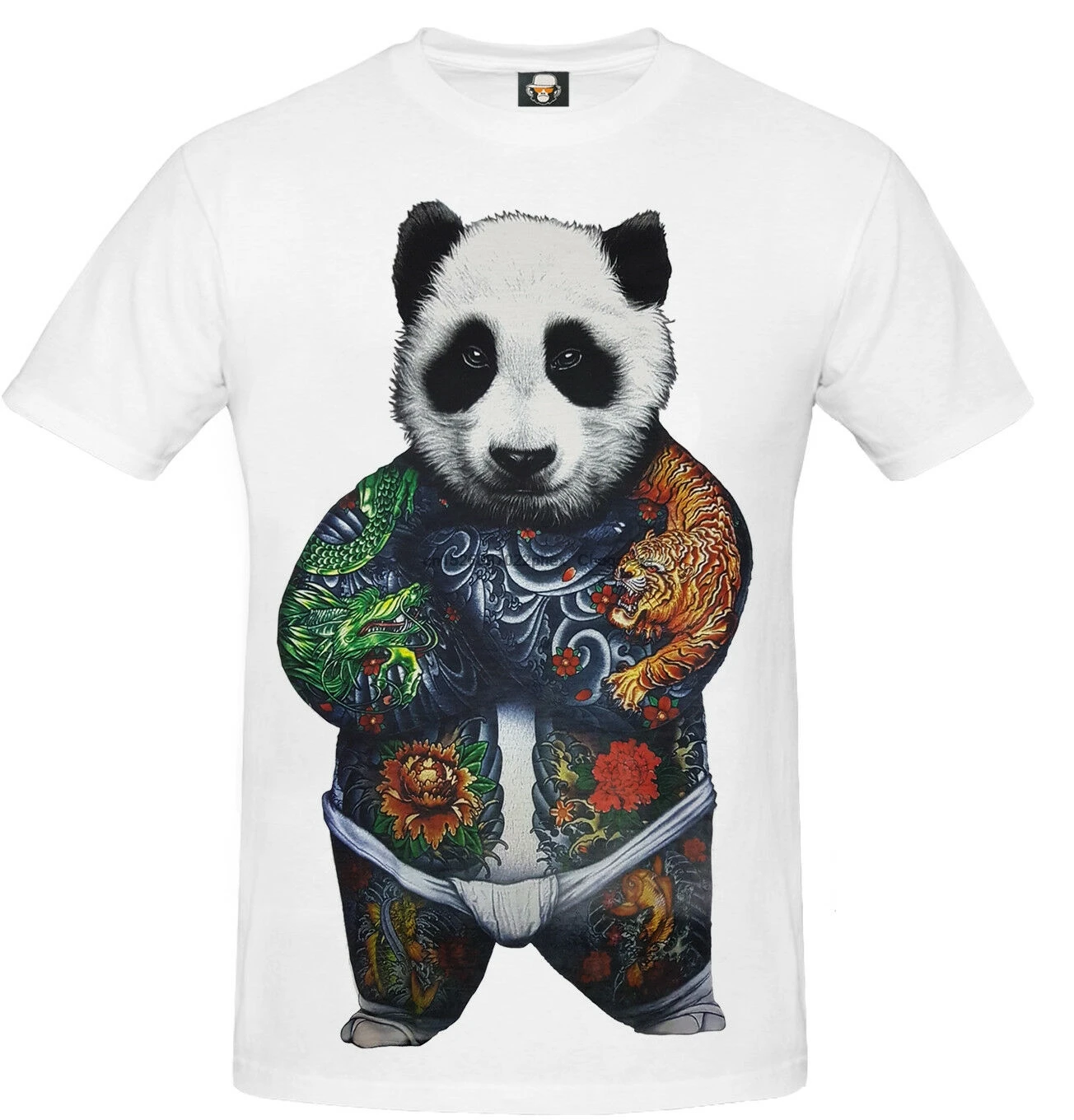 Татуировки в виде панды белая футболка для байкеров Забавный медведь Jokwbr e