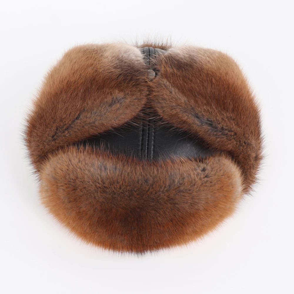 Natural Muskrat Fur Bomber Hats Male 