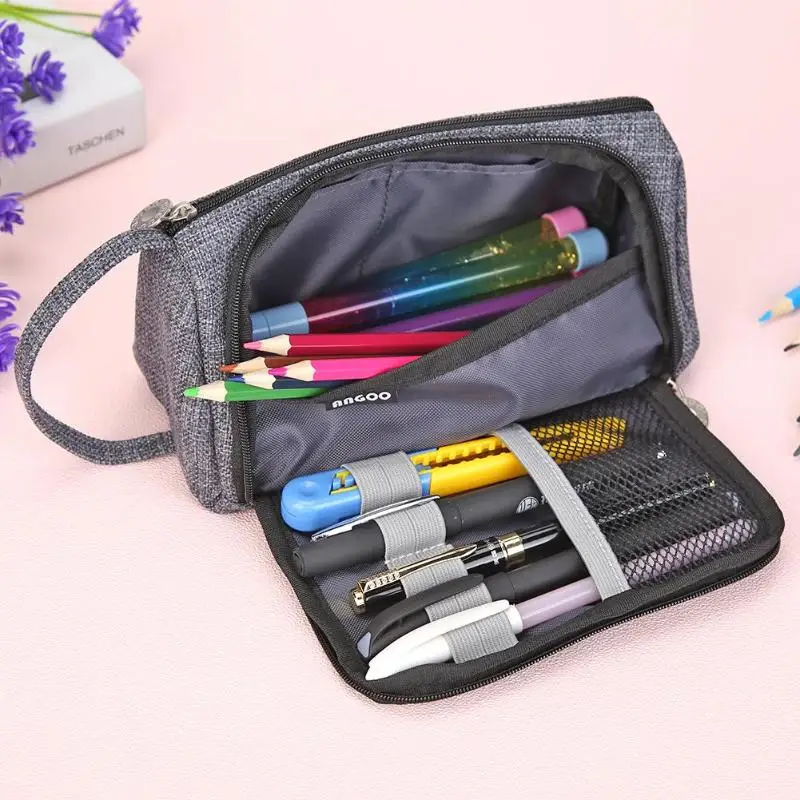 Simple Canvas Candy Colored Large Capacity Stationery Bag Cosmetic Package