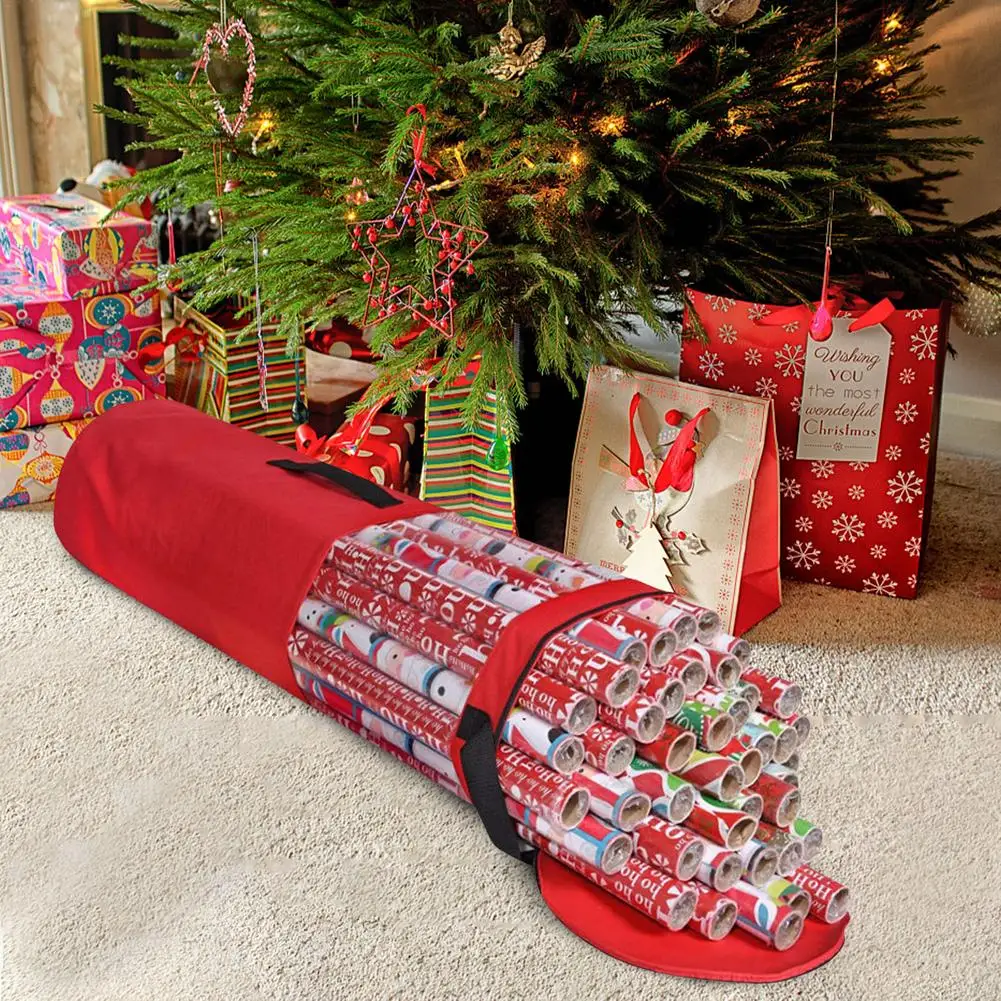 Wrapping Paper Storage Bag Rolls And Ribbon Holder Heavy Duty Tear Proof Christmas  Gift Wrap Pvc Fabric Storage Organizer - AliExpress