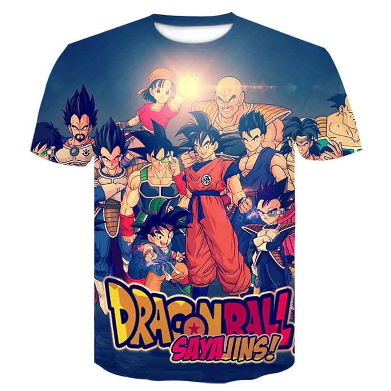 Аниме Dragon Ball Z Super Saiyan 3D футболка Гоку летние модные футболки для мужчин/мальчиков Забавный принт мультфильм футболка плюс размер XS-XXL