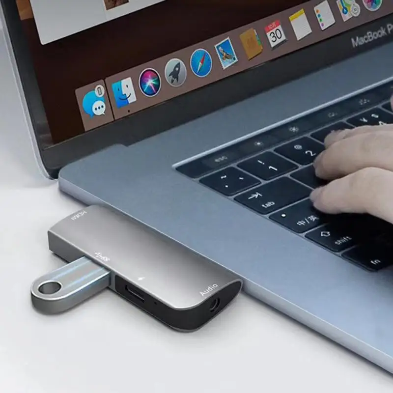 4 в 1 USB C концентратор тип-c к 4K HDMI+ USB3.0+ 87 Вт PD+ 3,5 мм аудио разъем адаптер