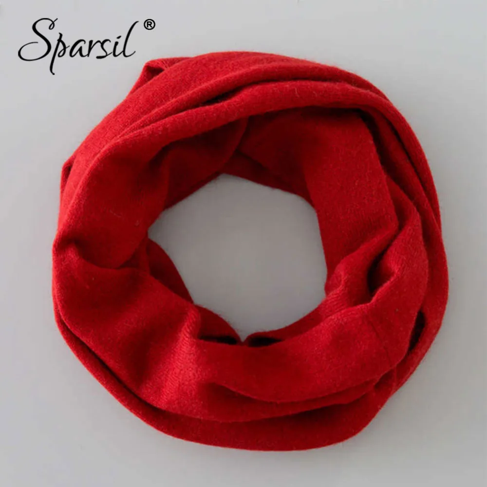 

Sparsil Women Spring O Ring Cashmere Scarves Neck Circle Knitted Wool Wrap Autumn Winter Solid Color Soft Warm Loop Collar Girl