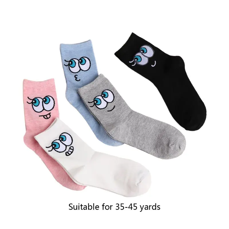 5 пар, женские хлопковые носки Харадзюку С Рисунком глаз, чулочно-носочные изделия