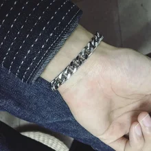 Серебряные мужские браслеты из нержавеющей стали, цепочка на руку, кубинский браслет с подвеской оптом, подарки для мужчин, аксессуары в стиле хип-хоп