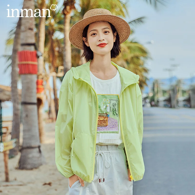 INMAN Summer Candy Color Out Pocket Fashion Long Sleeve Portable Sunscreen Shirt | Женская одежда