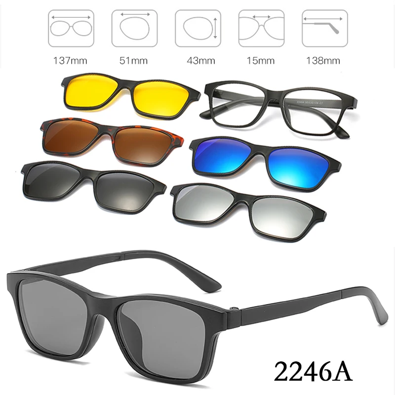 black cat eye sunglasses 6 In 1 Custom Men Women Polarized Optical Magnetic Sunglasses Clip Magnet Clip on Sunglasses Polaroid Clip on Sun Glasses Frame black sunglasses women Sunglasses