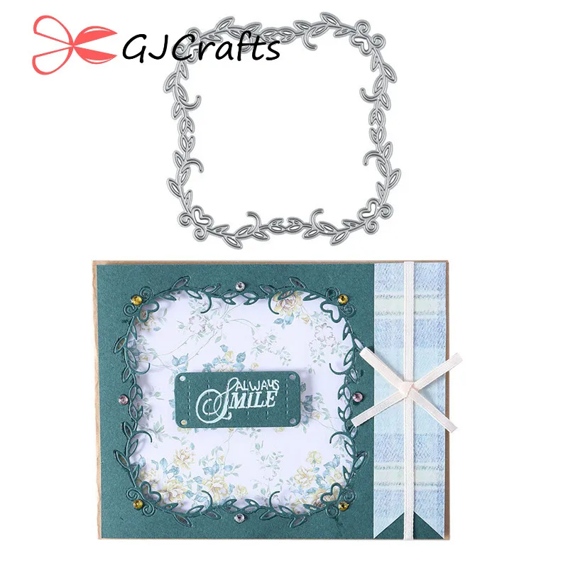 

GJCrafts Leaf Border Metal Cutting Dies Scrapbooking Die Cut Embossing Stencil Card Making Craft Dies Lace Frame Dies Decor