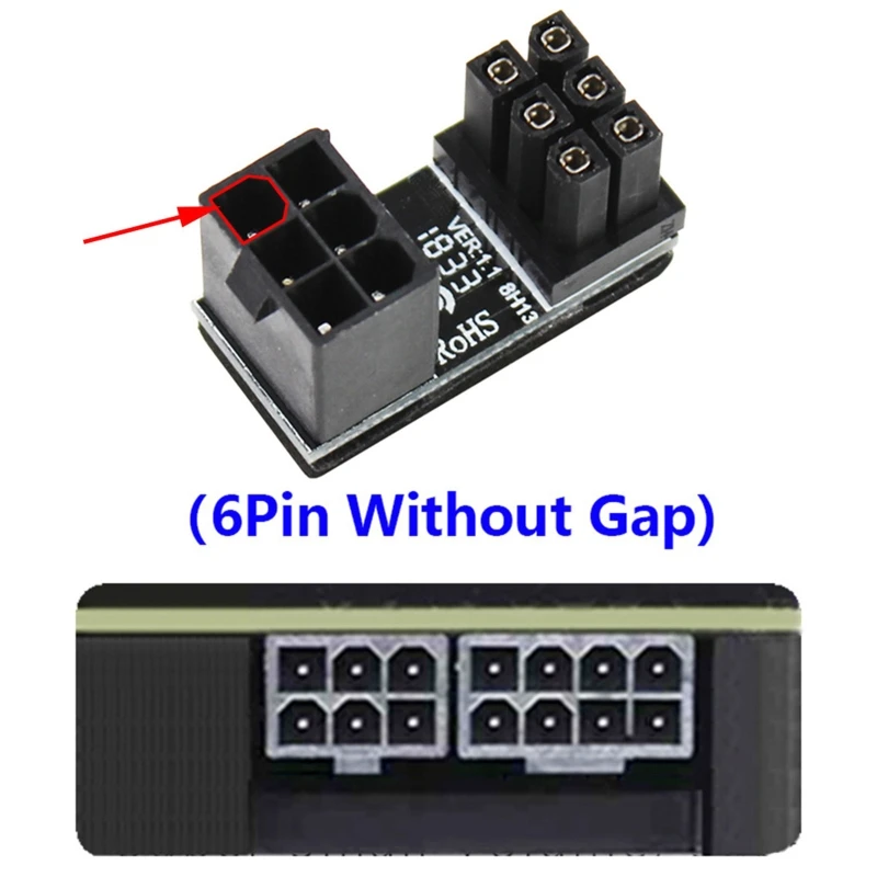 

A TX 6pin Male 180 Degree Angled to 6 Pin Female Power Adapter for GPU Desktops Graphics Card