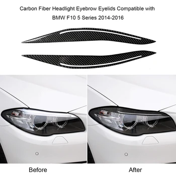 

2Pcs Carbon Fiber Headlight Eyebrow Eyelids sticker Car accessories auto styling for BMW F10 5 Series 2014-2016