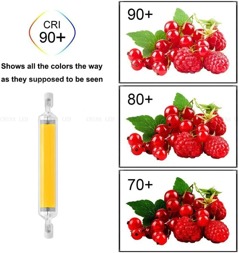 높은 전원 LED R7s COB 유리 튜브 118mm 78mm COB 전구 AC1110V 120V 130V 220V 230V 240V 홈 할로겐 램프 교체