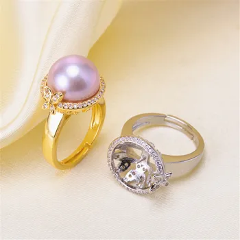 

Beautiful Band Jewelry Promise Ring Hollow Leaves & Pearl Rings Accessories 925 Silver Fashion Jewelry CZ Crystal Accessories