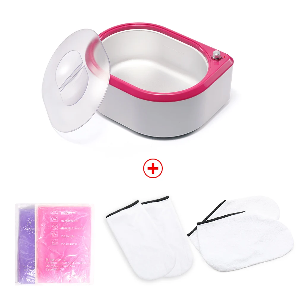 Профессиональный ручной спа-парафиновый нагреватель, нагреватель для тела, рук, ног, кожи, воск для красоты, защита от температуры, Алюминиевый горшок - Цвет: Pink EU Plug Set