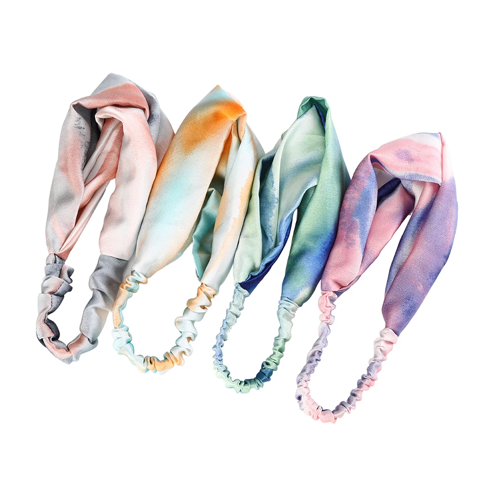 

Women Priint Headband Retro Color Elastic Hairbands Turban Cross Knot Hair Bands Wide Stretch Girls Hair Accessories Headdress