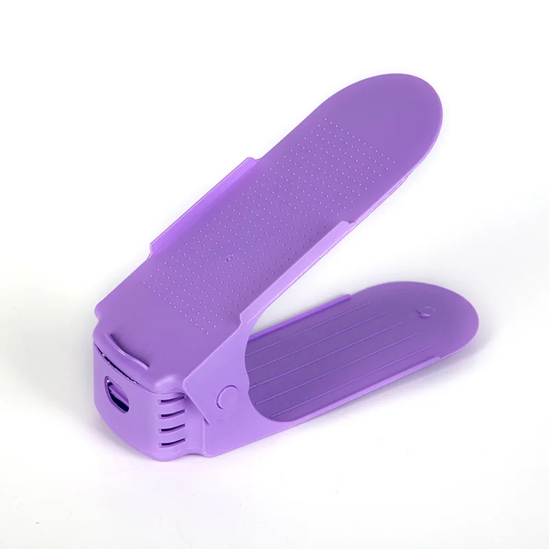 10pcs purple 10 шт прочный органайзер для обуви Регулируемая Экологически чистая пластиковая двойная широкая Подставка для хранения обуви Экономия пространства обувь для уборки стойки - Цвет: 10pcs purple