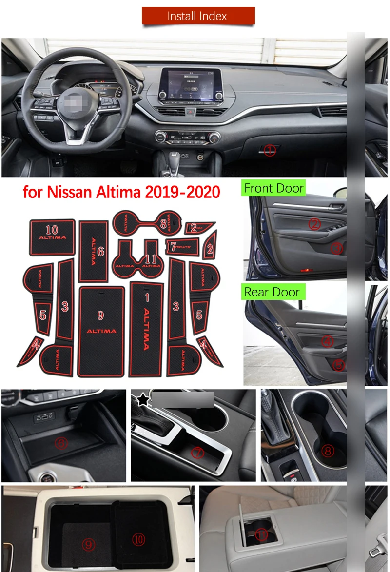 Противоскользящий коврик для Nissan Altima аксессуары L34 аксессуары ворота слот подставка анти-Грязная дверь паз коврик автомобиль