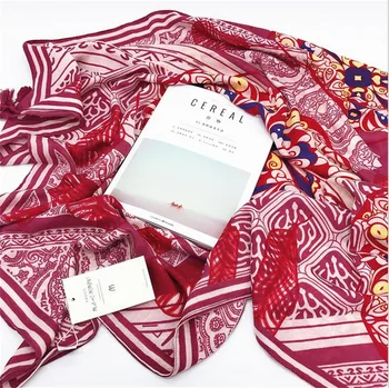 

Fashion Autumn Winter Warm Travel Tassel Shawl Scarf Shawl Original Cotton Linen Ethnic Red Print Scarf 90*180cm Dropshipping