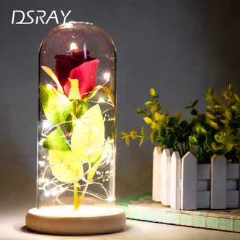 

Beauty and the Beast Battery Powered LED Red Rose String Light Desk Lamp Romantic Valentine's Day Birthday Gift Decoration
