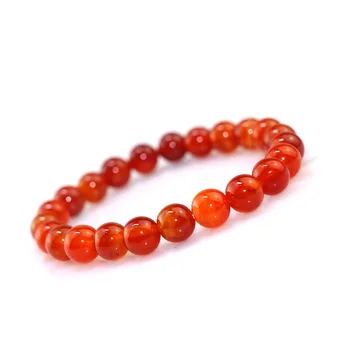 

Round Red Carnelian Natural Onyx Beads Women Bracelet Coral Natural Stone Beads Elastic Strech Pulserase Bracelet Lucky Jewelry