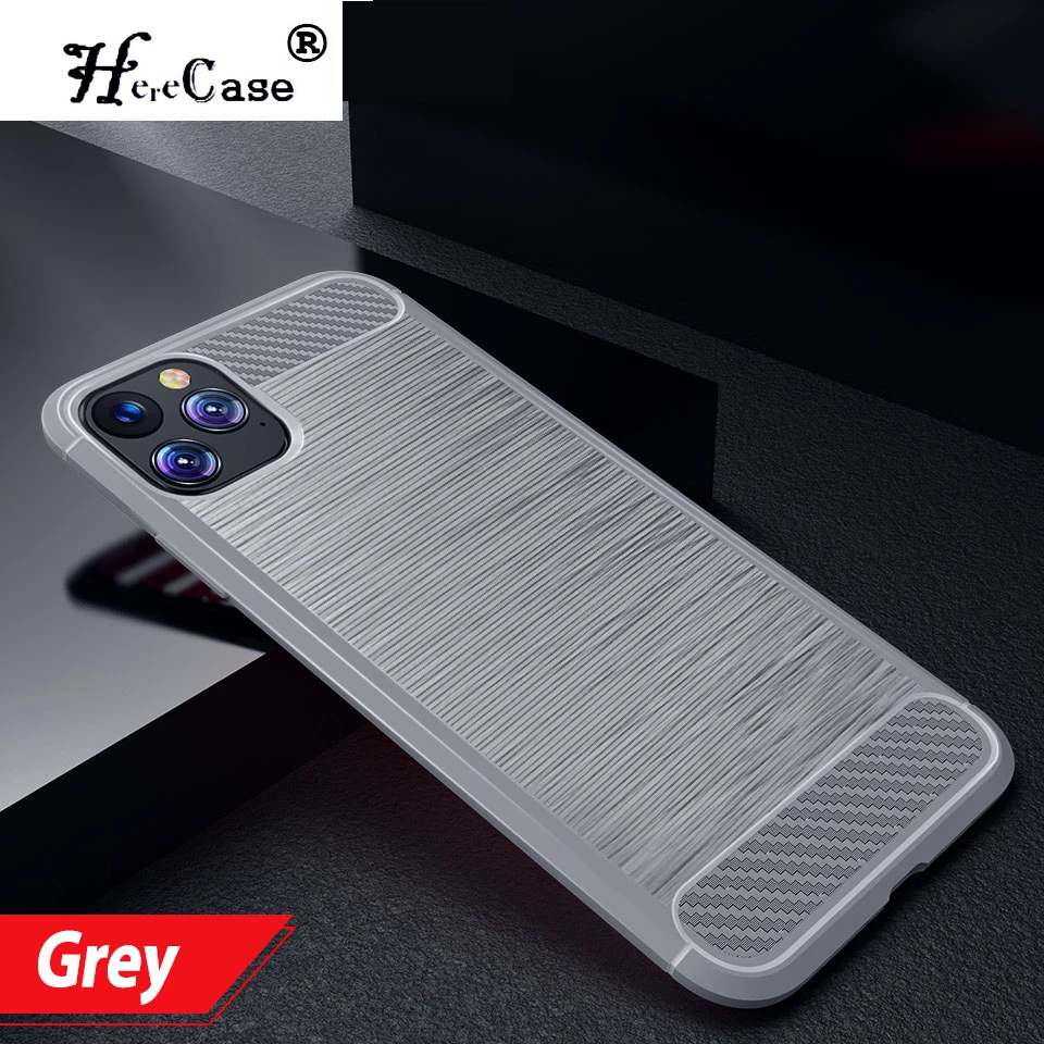 Карбоновый чехол для Apple Iphone 11, Роскошный чехол Coque Funda для Iphone11 Pro Xi Max, чехлы для телефонов, Силиконовый противоударный чехол - Цвет: Grey