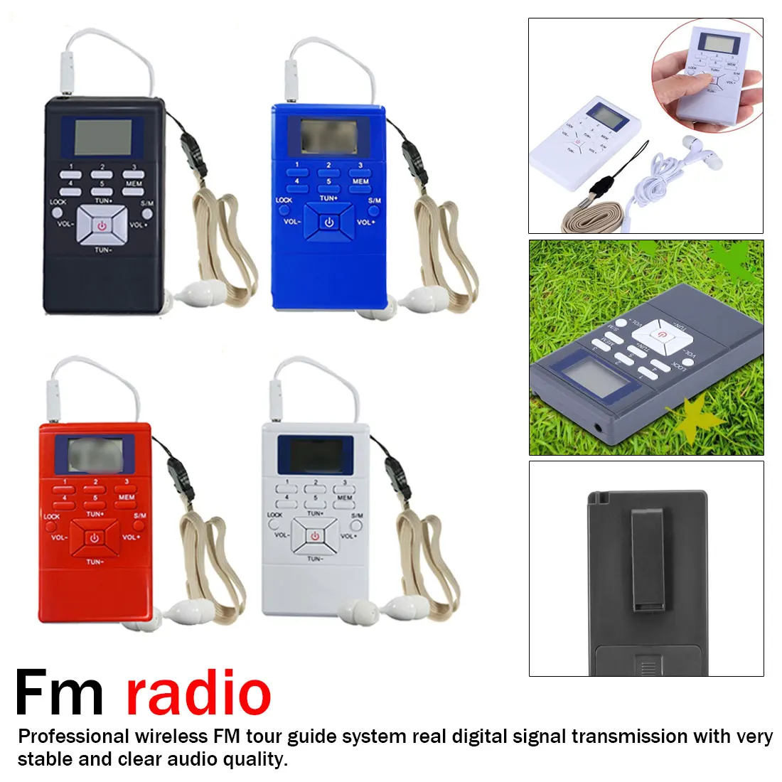 

Portable mini conference radio FM digital display time alarm clock Wireless Audio Tour Guide Language Interpretation System