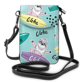 

Fashion Woman Shoulder Bag Cute Sloth Surfboard Aloha Ladies Small Bag Wild Simple Female Daily Messenger Bag