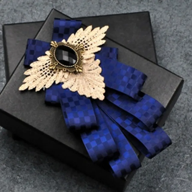 British New Fashion Men's Wedding Performance Groom Wedding-Party Flower Collar Bow Tie Pocket Towel Square Set Men Accessories Blue plaid