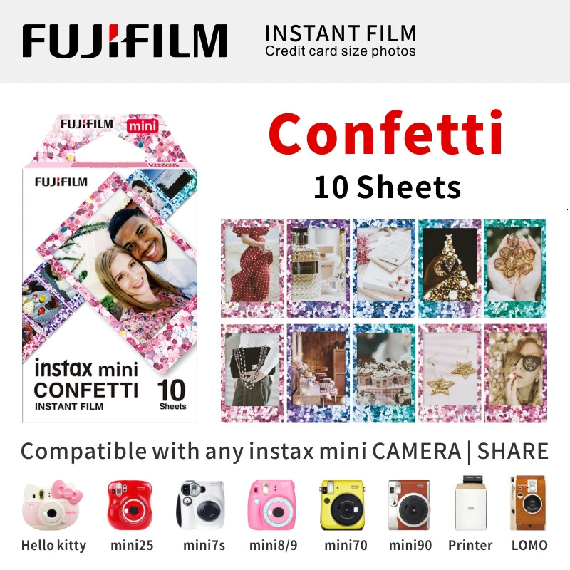 Fujifilm Instax Mini 8 пленка 10 листов Синий Rilakkuma hello kitty Fuji фотобумага для 70 50s 7s 90 25 SP2 LOMO мгновенная камера - Цвет: Confetti 10 Sheets