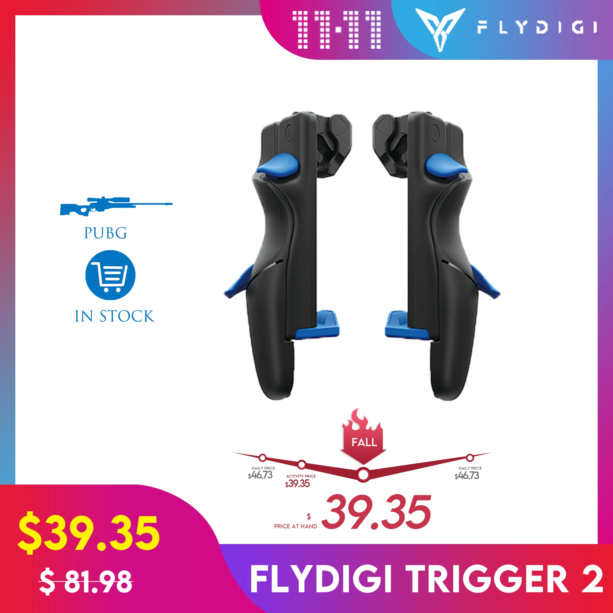 

Flydigi Trigger 2 Mobile Game Button Controller Six-Finger Artifact iOS Android PUBG High-Speed Shoot Automatic Pressure Gun