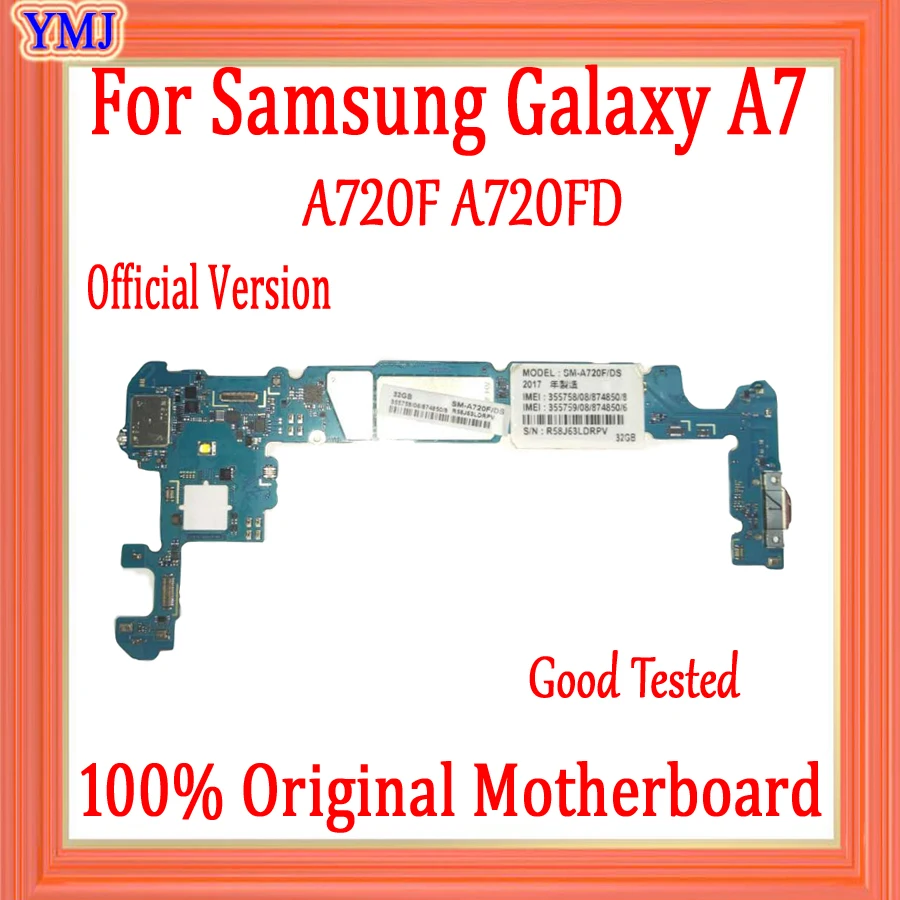 100% оригинальная материнская плата для Samsung Galaxy A7 A720F A720FD одна две sim-карты