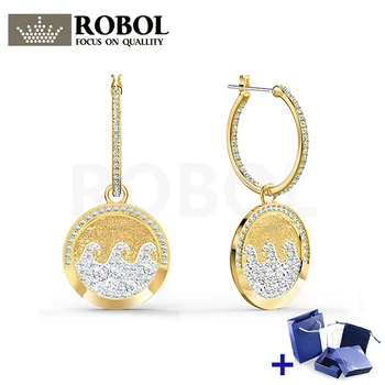 

High Quality Original SWA Earrings with Original Engraving SHINE WAVE PIERCED EARRINGS Box Set Woman Jewelry Gift Free Shipping