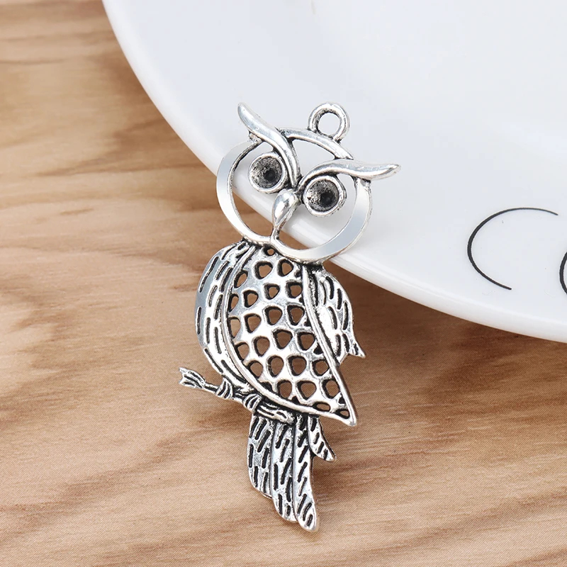 

15Pcs Tibetan Silver Hollow Open Animal Bird Owl Charms Pendants for DIY Necklace Jewellery Making Findings Accessories 50x24mm
