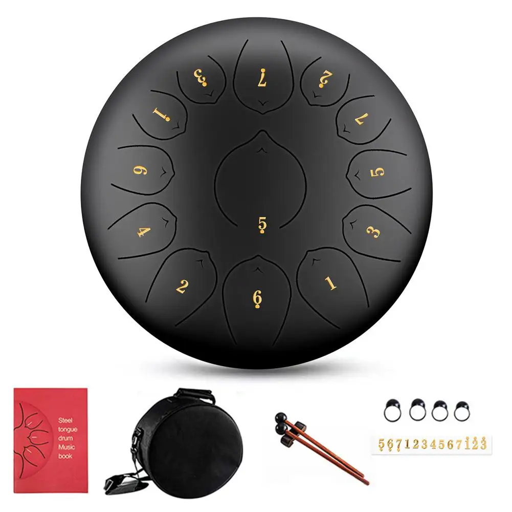

12 Inch Mini Drum 13-Tone Steel Tongue Percussion Drum Handpan Instrument With A Bag Carry Musical Instruments Wholesale