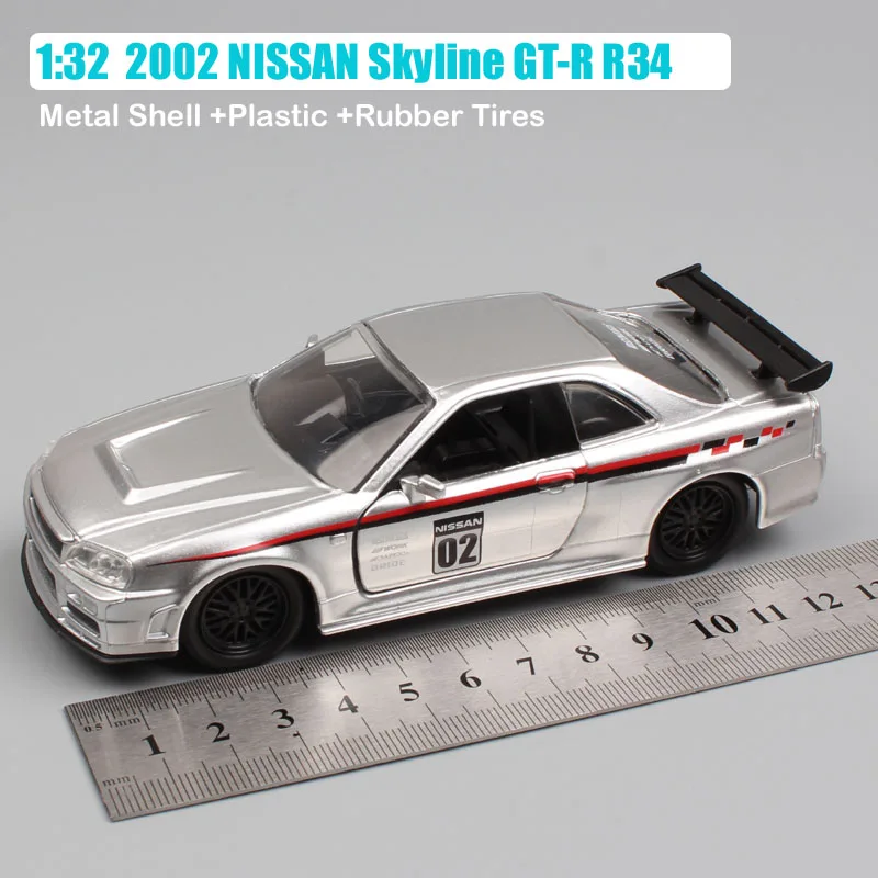 Jada toys JDM тюнеры 1:32 весы маленькие 2002 Nissan Skyline GTR R34 автомобили гоночный металл, полученный литьем под давление и игрушки модели детских автомобилей